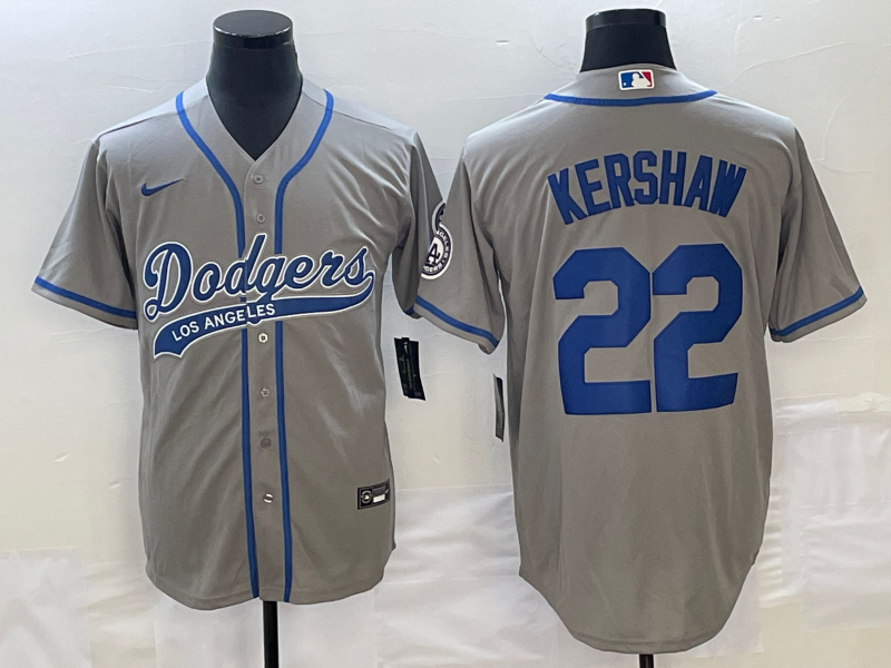 Men's Los Angeles Dodgers Clayton Kershaw #22 Gray Jersey Joint Edition